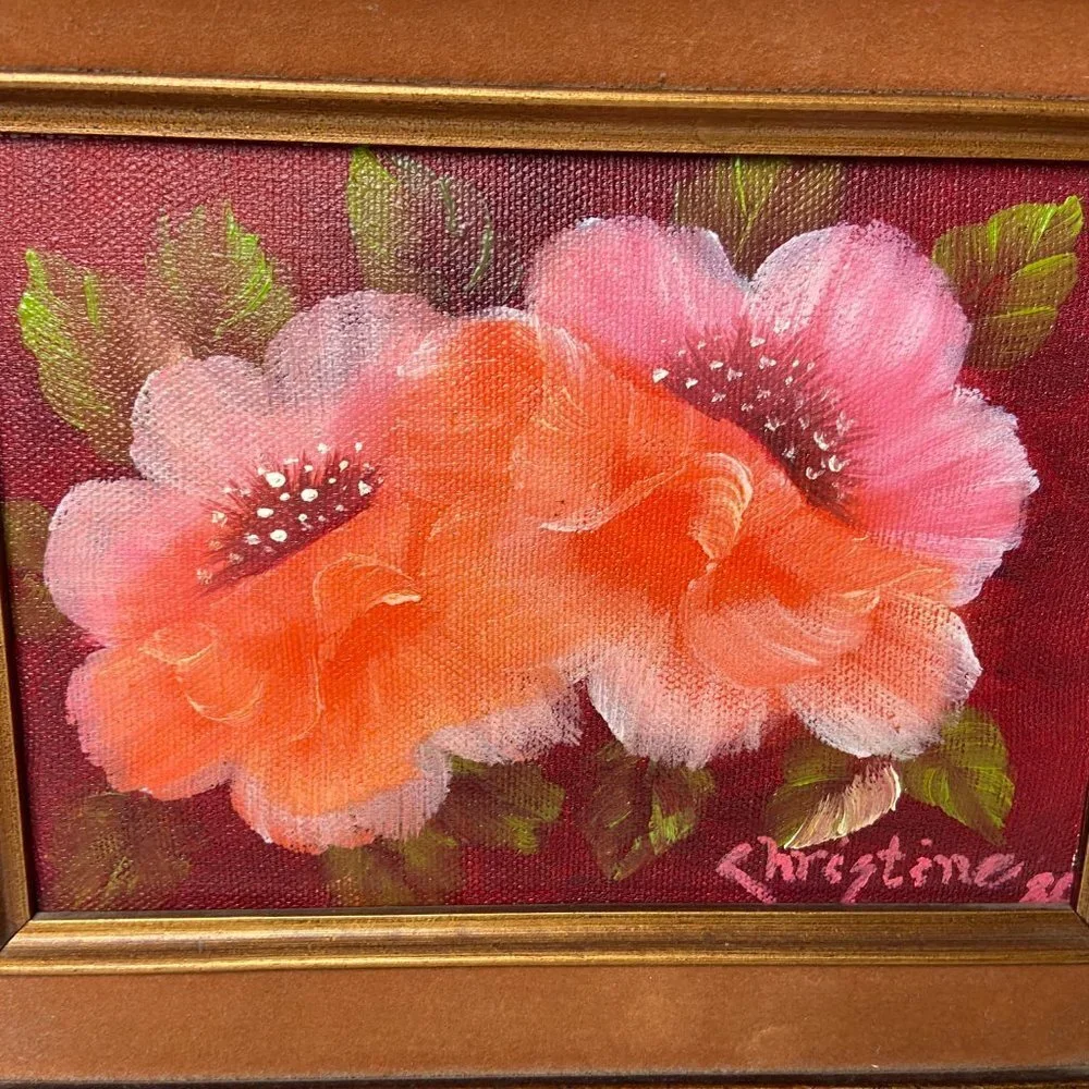 Vintage Original  Painting  Artist Wooden Frame Gold Patina